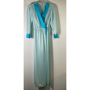 Womens Vintage Shannon‎ Lee Tie Robe Blue XXS Read